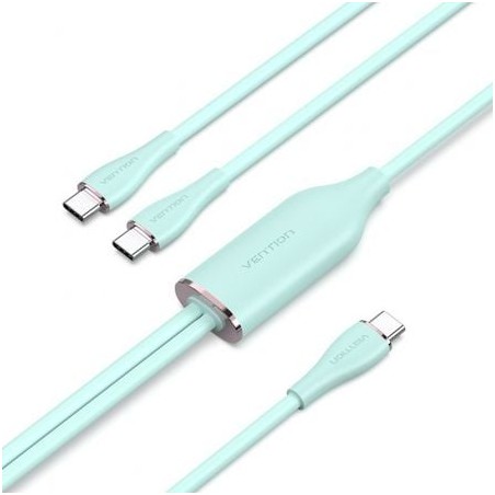 Cable USB 2-0 Tipo-C Vention CTMGG- USB Tipo-C Macho - 2 x USB Tipo-C Macho- Hasta 100W- 480Mbps- 1-5m- Verde