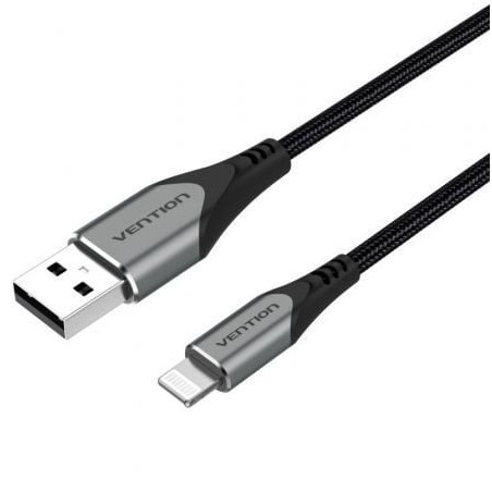 Cable USB 2-0 Lightning Vention LABHD- USB Macho - Lightning Macho- Hasta 12W- 480Mbps- 50cm- Gris