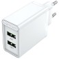 Cargador de Pared Vention FBAW0-EU- 2xUSB- 18W- Blanco