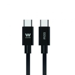 Cable USB 2-0 Tipo-C Woxter PE26-191- USB Tipo-C Macho - USB Tipo-C Macho- Hasta 100W- 480Mbps- 3m- Negro