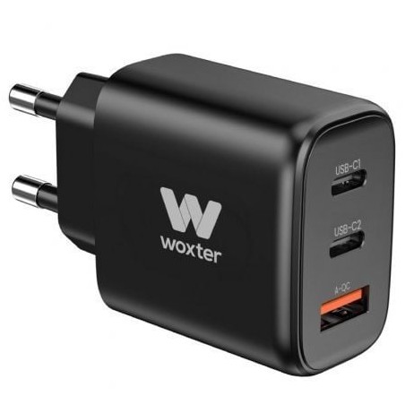 Cargador de Pared Woxter PE26-176- 2xUSB Tipo-C + Cable USB Tipo-C- 1xUSB- 65W