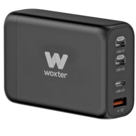 Cargador GaN de Pared Woxter PE26-178- 3xUSB Tipo-C + Cable USB Tipo-C- 1xUSB- 140W