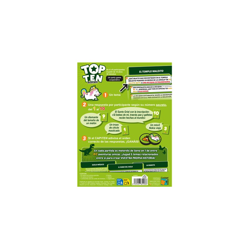 Juego mesa top ten aventuras
