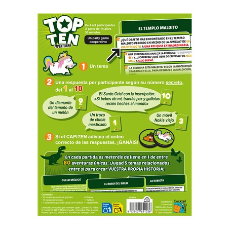 Juego mesa top ten aventuras