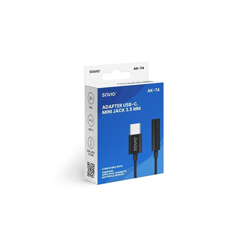 ADAPTADOR USB-C A JACK 3-5 MM SAVIO AK-74