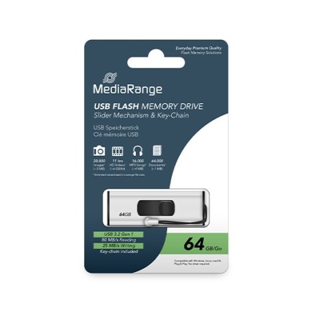 PENDRIVE 64GB USB 3-2 MEDIARANGE SILVER-BLACK