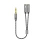 Cable Estéreo Aisens A128-0415- Jack 3-5 Macho - 2x Jack 3-5 Hembra- 25cm- Gris