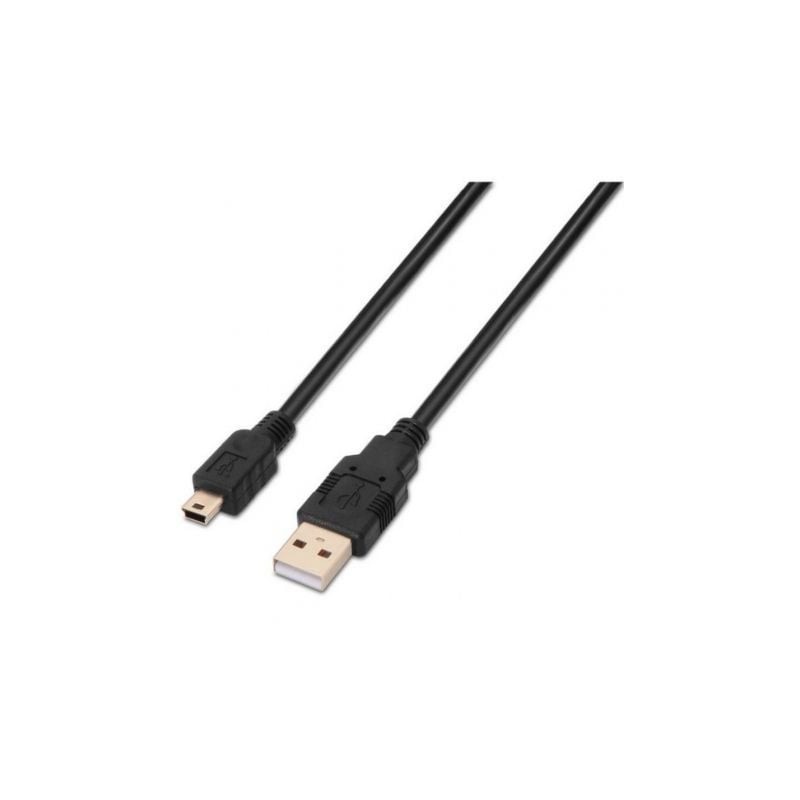 Cable USB 2-0 Aisens A101-0026- USB Macho - MiniUSB Macho- Hasta 2-5W- 60Mbps- 3m- Negro