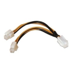 Cable Alimentación para Microprocesador Aisens A131-0166- Molex 4+4 PIN Macho - Molex 4 PIN Hembra- Hasta 54W- 15cm