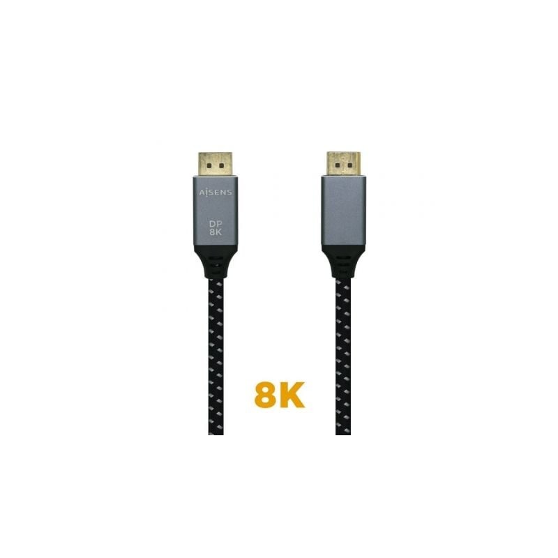 CABLE AISENS DISPLAYPORT V1-4 8K60HZ DP M-DP M GRIS NEGRO 3-0M