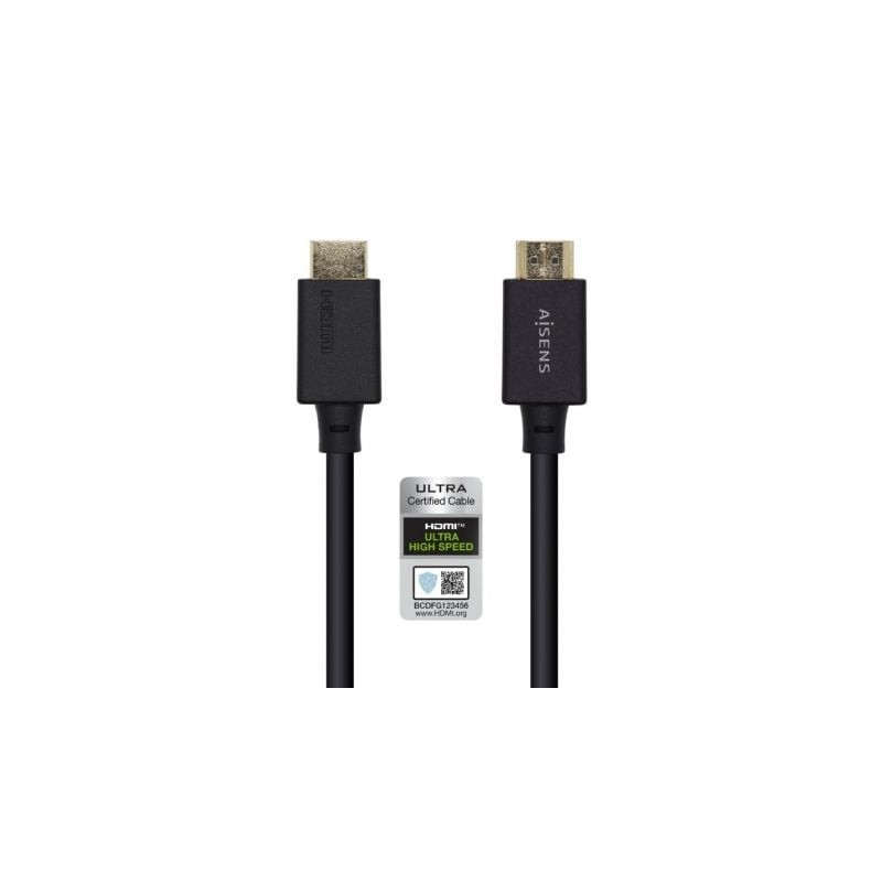 CABLE HDMI AISENS V2-1 ULTRA ALTA VELOCIDAD CERTIFICADO 8K60H M-M 2-0M NEGRO CABLE HDMI AISENS V2-1 ULTRA ALTA VELOCIDAD CERTIFICADO 8K60H M-M 2-0M NEGRO