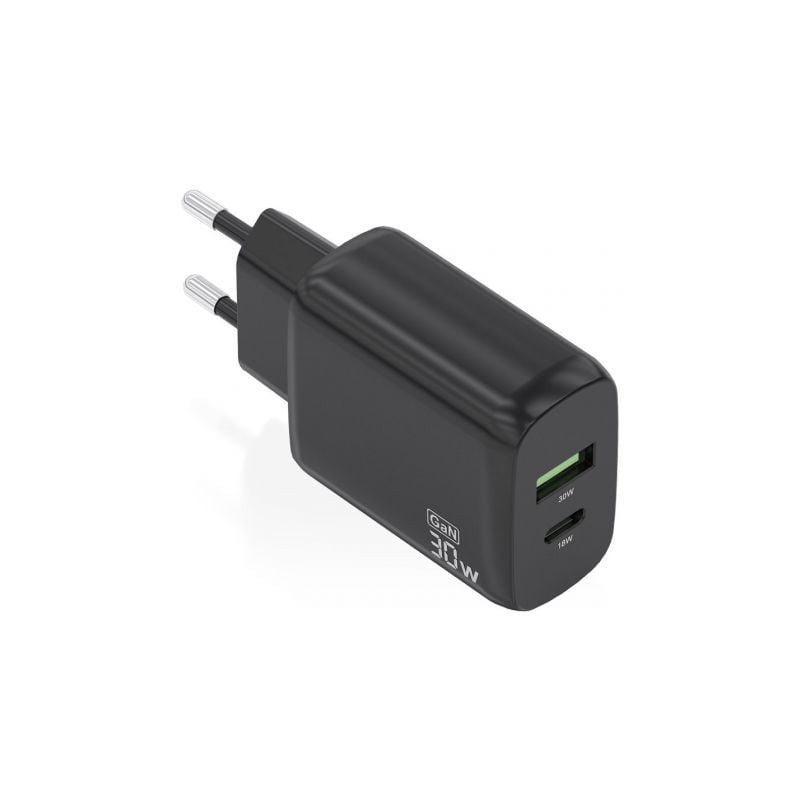 CARGADOR AISENS GAN 30W, 1XUSB-C PD3-0 QC4-0, 1XUSB-A QC3-0, NEGRO CARGADOR AISENS GAN 30W, 1XUSB-C PD3-0 QC4-0, 1XUSB-A QC3-0, NEGRO