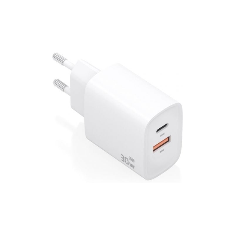CARGADOR AISENS GAN 30W 1XUSB-C PD3-0 QC4-0 1XUSB-A QC3-0 BLANCO