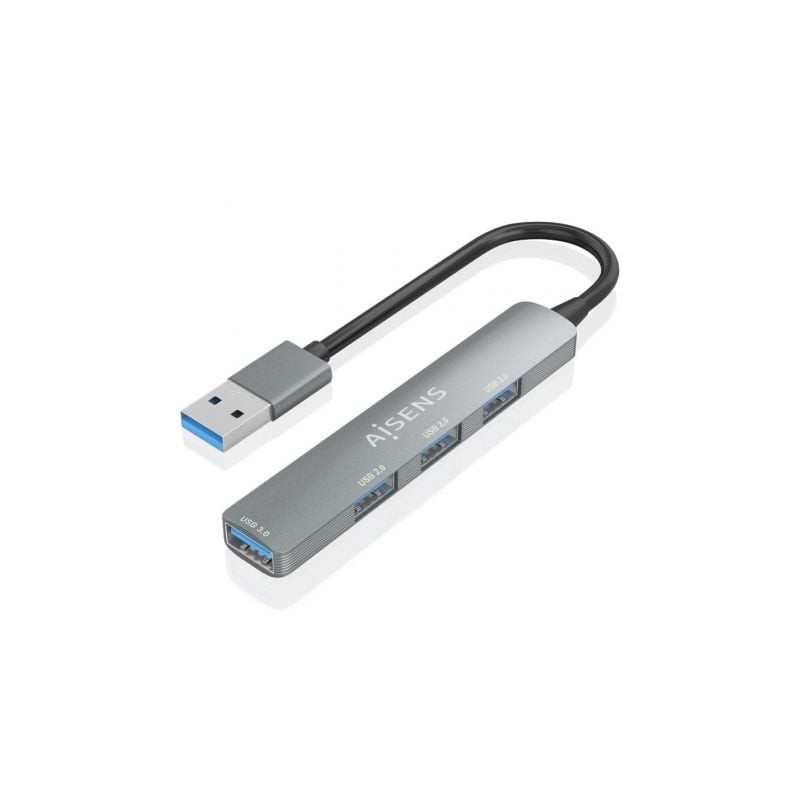 HUB AISENS USB 3-0 ALUMINIO 1XUSB3-0 A-H 3XUSB2-0 A-H GRIS 10CM HUB AISENS USB 3-0 ALUMINIO 1XUSB3-0 A-H 3XUSB2-0 A-H GRIS 10CM
