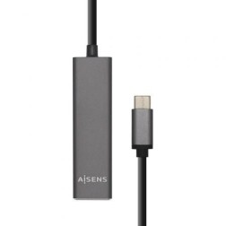 Hub USB Tipo-C Aisens A109-0403- 4xUSB- Gris