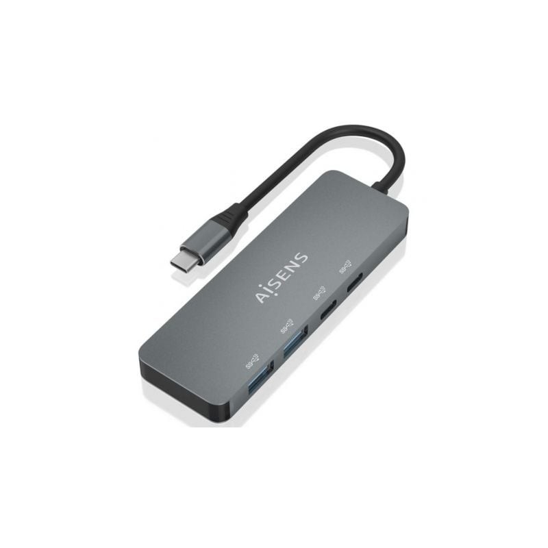 HUB AISENS USB 3-2 GEN2 10G USB-C-M-2XUSB-C-H-2XUSB-A-H 15CM GRIS