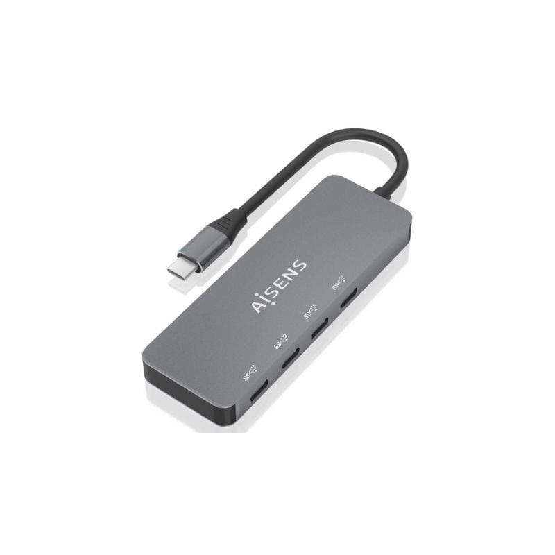 AISENS Hub USB 3.2 Gen2 10G USB-C, USB-C/M-4xUSB-C/H, Gris, 15cm