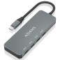 AISENS Hub USB 3.2 Gen2 10G USB-C, USB-C/M-4xUSB-C/H, Gris, 15cm