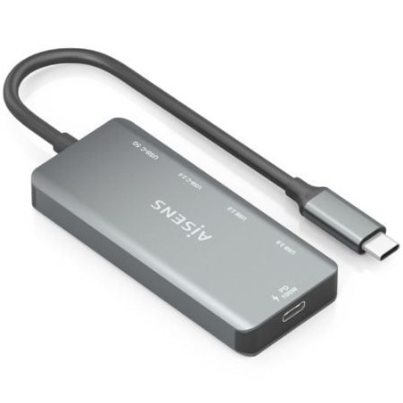 Hub USB Tipo-C Aisens A109-0946- 2xUSB- 2xUSB Tipo-C- 1xUSB Tipo-C PD- Gris