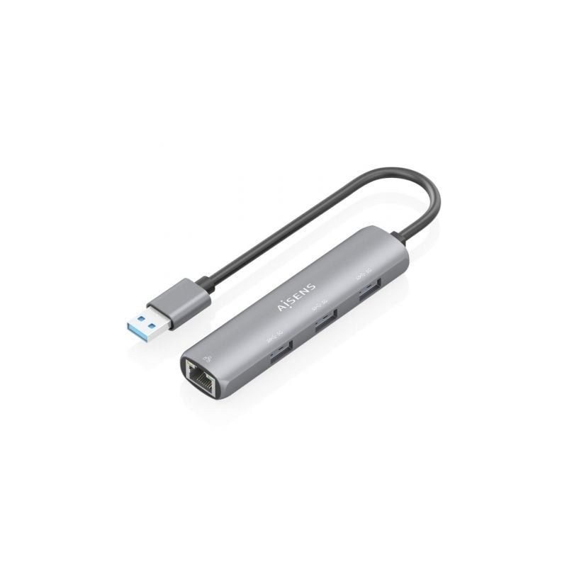 Hub USB Aisens ASUC-4P034-GR- 3xUSB- 1xRJ45- Gris