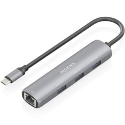 Hub USB Tipo-C Aisens ASUC-4P038-GR- 3xUSB- 1xRJ45- Gris