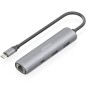 Hub USB Tipo-C Aisens ASUC-4P039-GR- 1xUSB Tipo-C- 2xUSB- 1xRJ45- Gris
