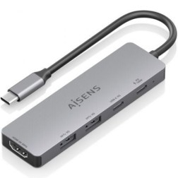 Docking USB Tipo-C Aisens ASUC-5P028-GR- 1xHDMI 4K- 2xUSB- 2xUSB Tipo-C- 1xUSB Tipo-C PD- Gris