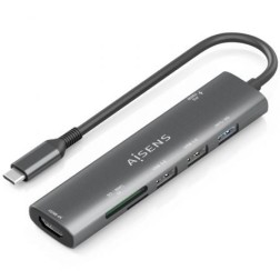 Docking USB Tipo-C Aisens ASUC-7P027-GR- 1xHDMI 4K- 3xUSB- 1xUSB Tipo-C PD- 1xLector Tarjetas- Gris