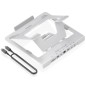 AISENS Soporte de Sobremesa Ajustable para Portatil / Tablet con USB-C Docking 7 en 1, Gris