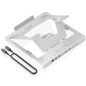 AISENS Soporte de Sobremesa Ajustable para Portatil / Tablet con USB-C Docking 7 en 1, Gris