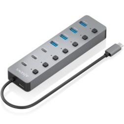 Hub USB Tipo-C 3-2 Aisens ASUC-8P044-GR- 4xUSB- 3xUSB Tipo-C- 1xUSB Tipo-C PD- Gris