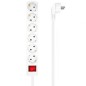 REGLETA AISENS BASE 6 TOMAS INTERRUPTOR CABLE 3x1-5MM2 1-4M BLANCO