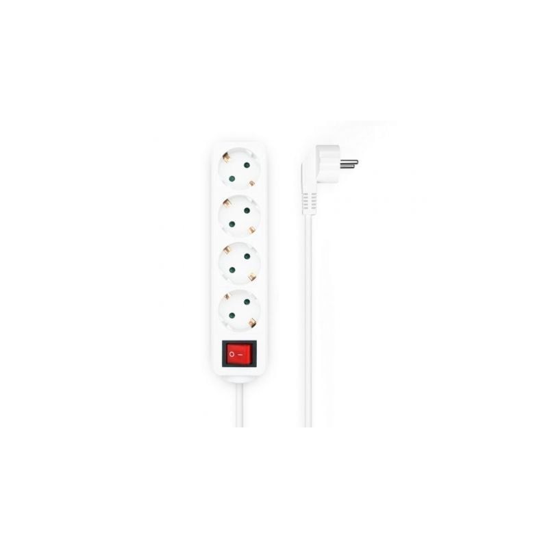 REGLETA AISENS BASE 4 TOMAS INTERRUPTOR CABLE 3x1-5MM2 1-4M BLANCO