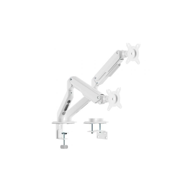 AISENS Soporte de Mesa Eco Contrapeso Giratorio e Inclinable para Monitor/TV 9kg (3 PIVOTES, 2 BRAZOS) de 17-32, Blanco