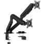 AISENS Soporte de Mesa Eco Contrapeso Giratorio e Inclinable para Monitor/TV 9kg (3 Pivotes, 2 Brazos) de 17-32, Negro