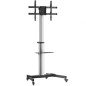 AISENS Floor Stand with Wheel, DVD Tray for Monitor/TV 50Kg from 37-86, Black-Silver