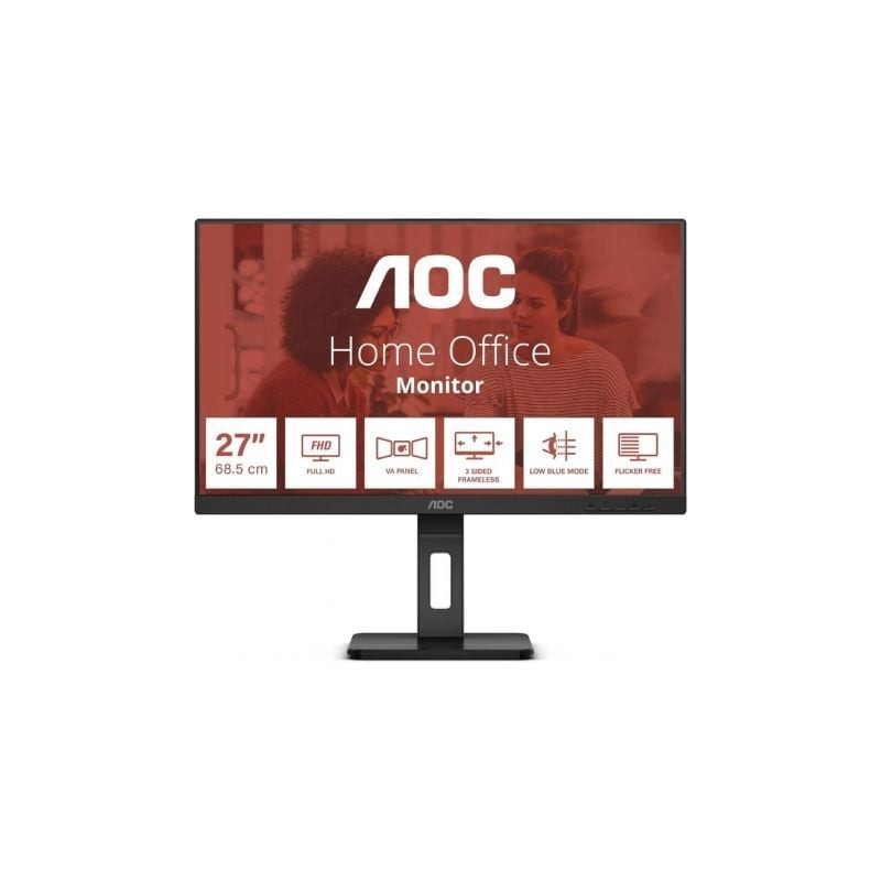 Monitor Profesional AOC 27E3QAF 27"- Full HD- Multimedia- Regulable en altura- Negro