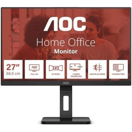 Monitor Profesional AOC 27E3QAF 27"- Full HD- Multimedia- Regulable en altura- Negro