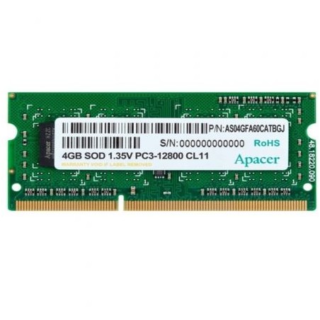 Memoria RAM Apacer DV-04G2K-KAM 4GB- DDR3L- 1600MHz- 1-35V- SODIMM