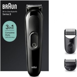 Afeitadora Braun All in One 3 en 1 Style Kit Series 3- con batería- 2 Accesorios