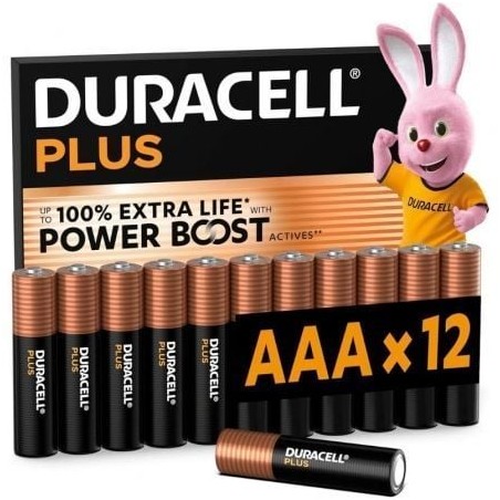 Pack de 12 Pilas AAA Duracell Plus Power Boost DPBLR3B12- 1-5V- Alcalinas