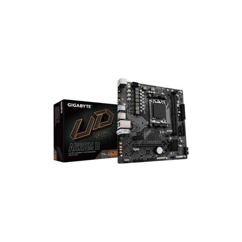 GIGABYTE A620M H Placa base - Soporta CPUs AMD Ryzen 8000, VRM digital de 5+2+2 fases, hasta 7200MHz DDR5 (OC), 1xPCIe 4.0 M.2, 