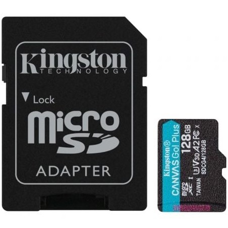 Tarjeta de Memoria Kingston CANVAS Go! Plus 128GB microSD XC con Adaptador- Clase 10- 200MBs