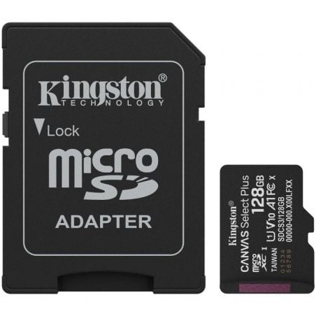 Tarjeta de Memoria Kingston CANVAS Select Plus 128GB microSD XC con Adaptador- Clase 10- 150MBs