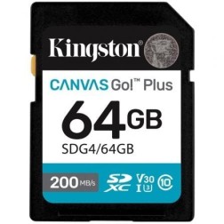 Tarjeta de Memoria Kingston CANVAS Go! Plus 64GB SD XC- Clase 10- 200MBs