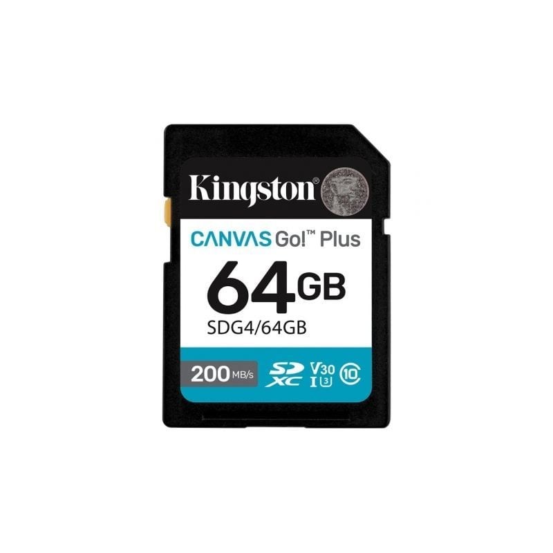 Tarjeta de Memoria Kingston CANVAS Go! Plus 64GB SD XC- Clase 10- 200MBs