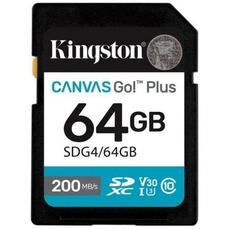Tarjeta de Memoria Kingston CANVAS Go! Plus 64GB SD XC- Clase 10- 200MBs