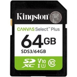 Tarjeta de Memoria Kingston CANVAS Select Plus 64GB SD XC- Clase 10- 100MBs