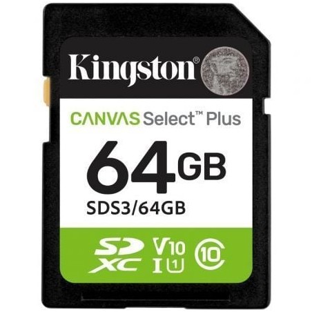 Tarjeta de Memoria Kingston CANVAS Select Plus 64GB SD XC- Clase 10- 100MBs