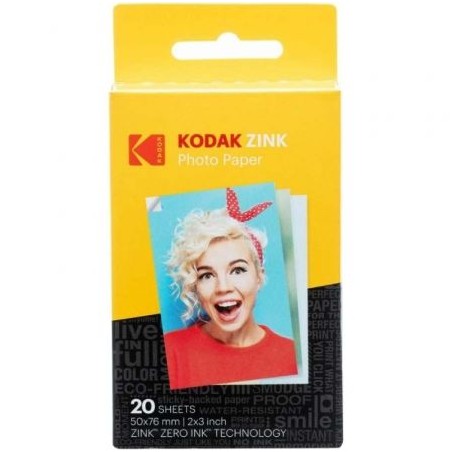 Papel Fotográfico para Cámara Printomatic y STEP Touch Kodak Zink- 2"x3"- 20g- 20 Hojas